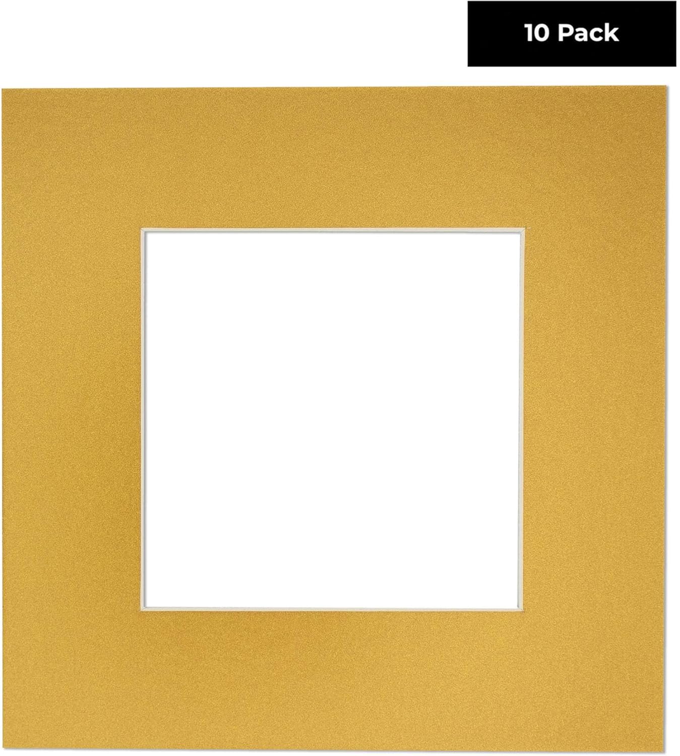 11x14 Mat for 8.5x11 Photo - Precut Metallic Gold Picture Matboard for Frames Measuring 11 x 14 Inches - Bevel Cut Matte to Display Art Measuring 8.5 x 11 Inches - Acid Free Pack of TEN MATS