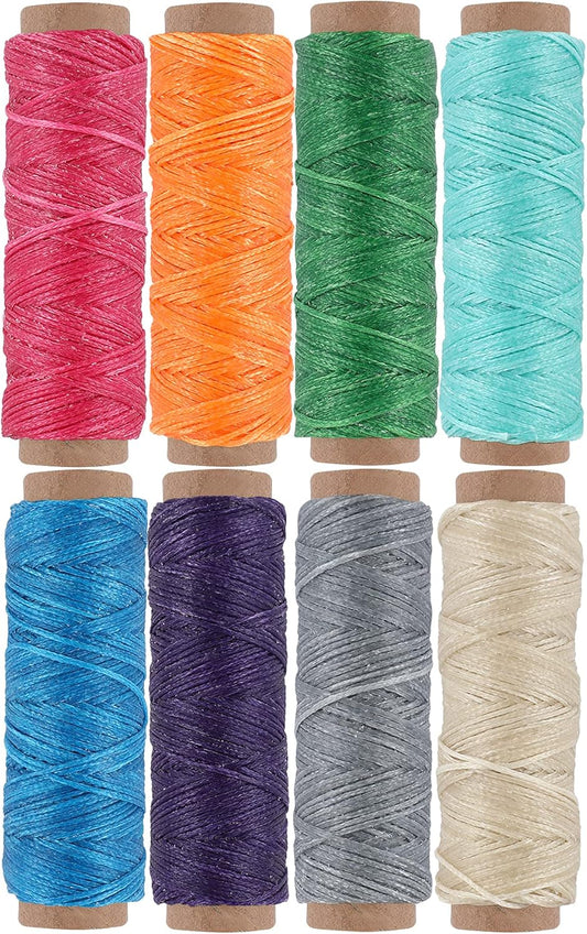 JANYUN 264 Yards 150D Leather Sewing Waxed Thread Cord for Leather Craft DIY 1mm Diameter 8 Colors Sewing Thread Cord,Each of 33 Yards (Color B)