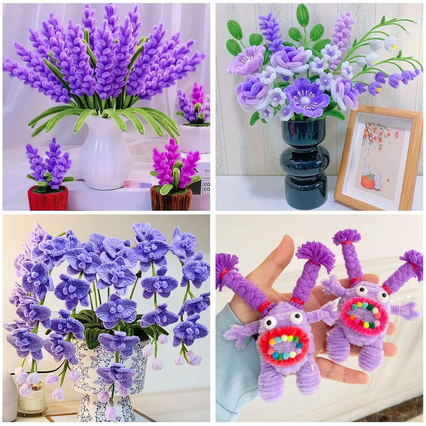 500PCS Pipe Cleaners Craft - Purple Pipe Cleaners Craft Bulk Supplies, Chenille Stems for Kids and Adults DIY Arts Crafts Project