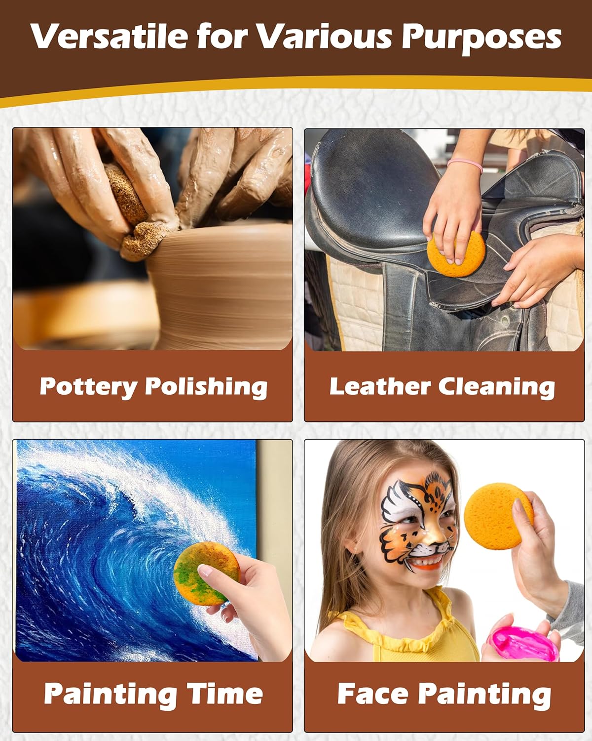 15Pcs Pottery Sponges for Clay 2.5inch, Sponge for Pottery and Cleaning Horse Saddle, Round Clay sponges for Pottery, for Kitchen Shoes Leather Care