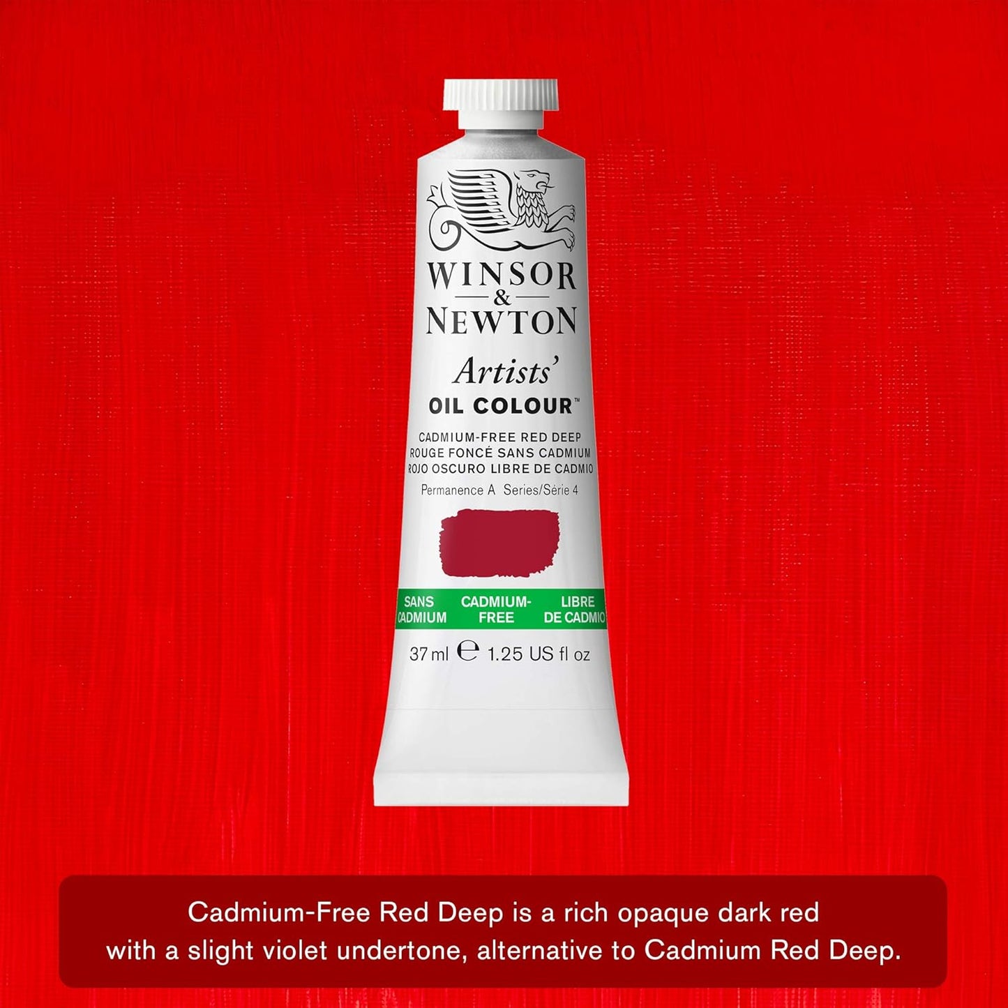 Winsor & Newton Artists' Oil Color, 37ml (1.25 oz) Tube, Cadmium-Free Red Deep