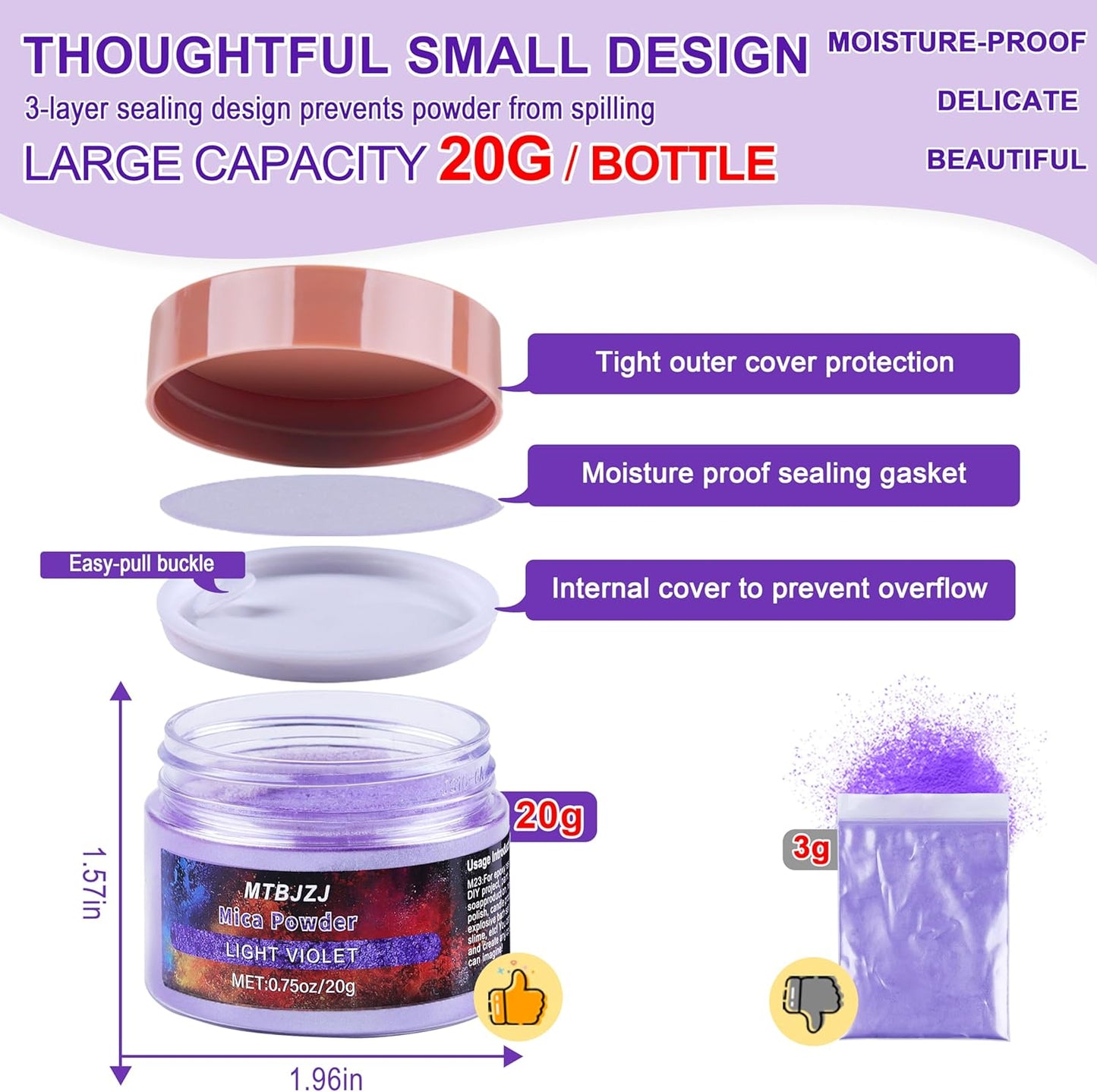 MTBJZJ Mica Powder for Resin, 15 Colors - 20g/Bottle of Epoxy Resin Color Pigment,for Candle Dye, Lip Gloss Pigment, Soap Making, Slime Colorant, Paint, Bath Bombs,Nail Polish and Eye Shadow