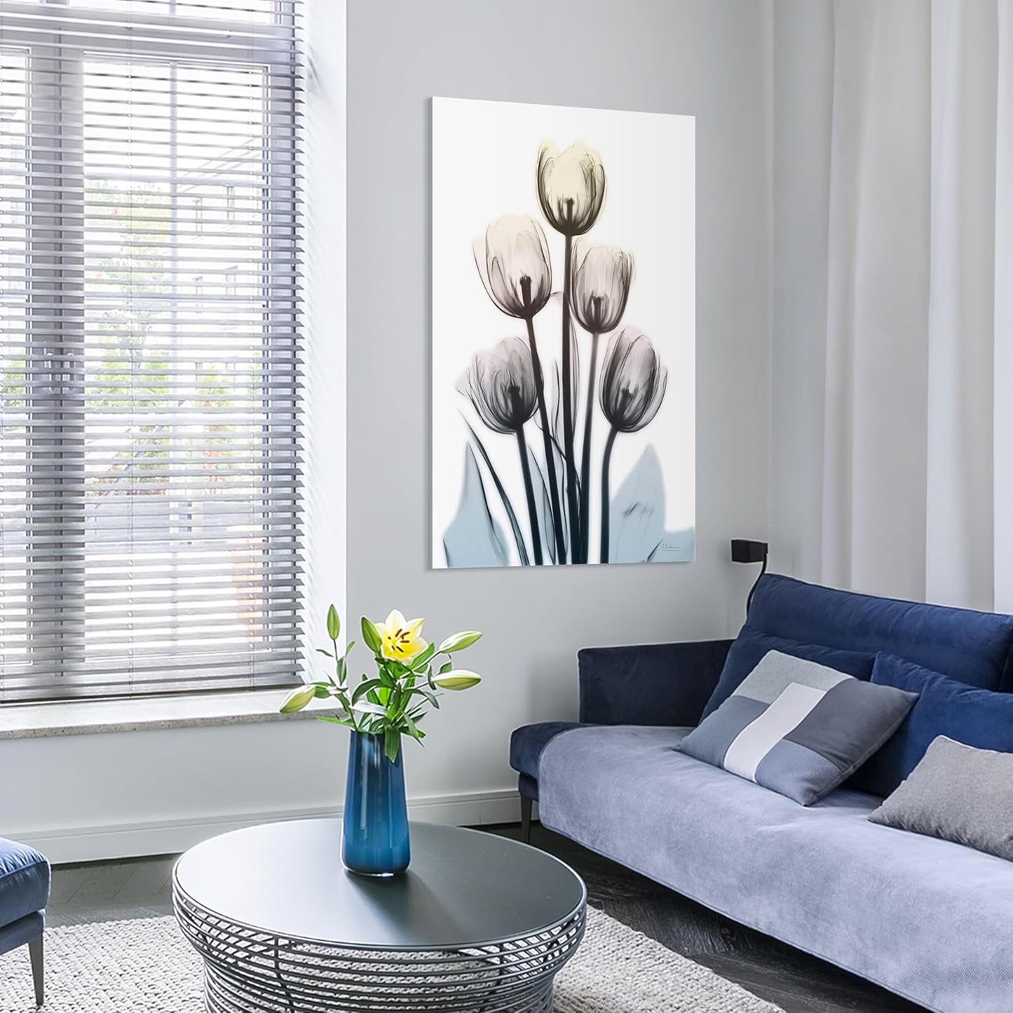 Empire Art Direct 48"x32" Frameless Tempered Glass Wall Art, Springing Tulips Wall Art, Flower Wall Decor, Ready to Hang, X-Photography Wall Decor, Living Room, Bedroom, Home Office