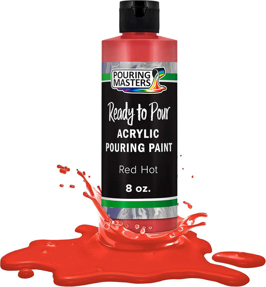 POURING MASTERS Hot Tamale Red Acrylic Ready to Pour Pouring Paint - Premium 8-Ounce Pre-Mixed Water-Based - for Canvas, Wood, Paper, Crafts, Tile, Rocks and More