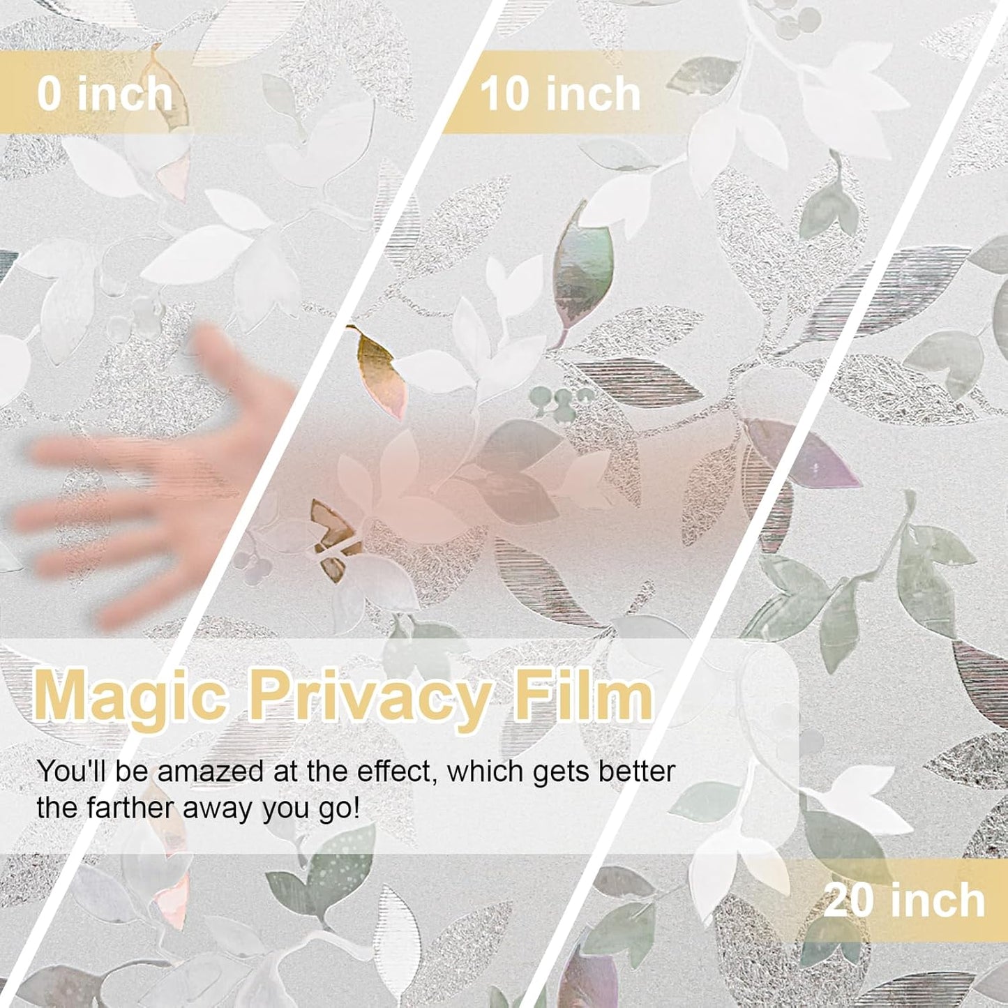 Window Privacy Film Decorative for Front Door, Bathroom Static Cling Stained Glass Sticker Opaque Heat Control UV Blocking Non-Adhesive for Home Windows, Magnolia