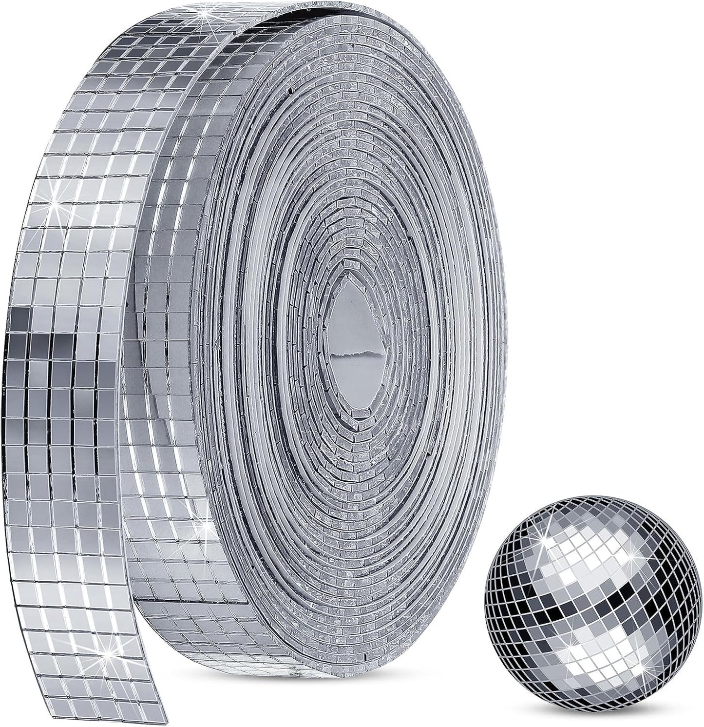 SATINIOR 8000 Pcs Disco Ball Mirror Tiles Self Adhesive for Crafts 5 x 5 mm Small Disco Tape Ball Stickers Square Mosaic Tiles Mirror Pieces for DIY Craft Party Decor