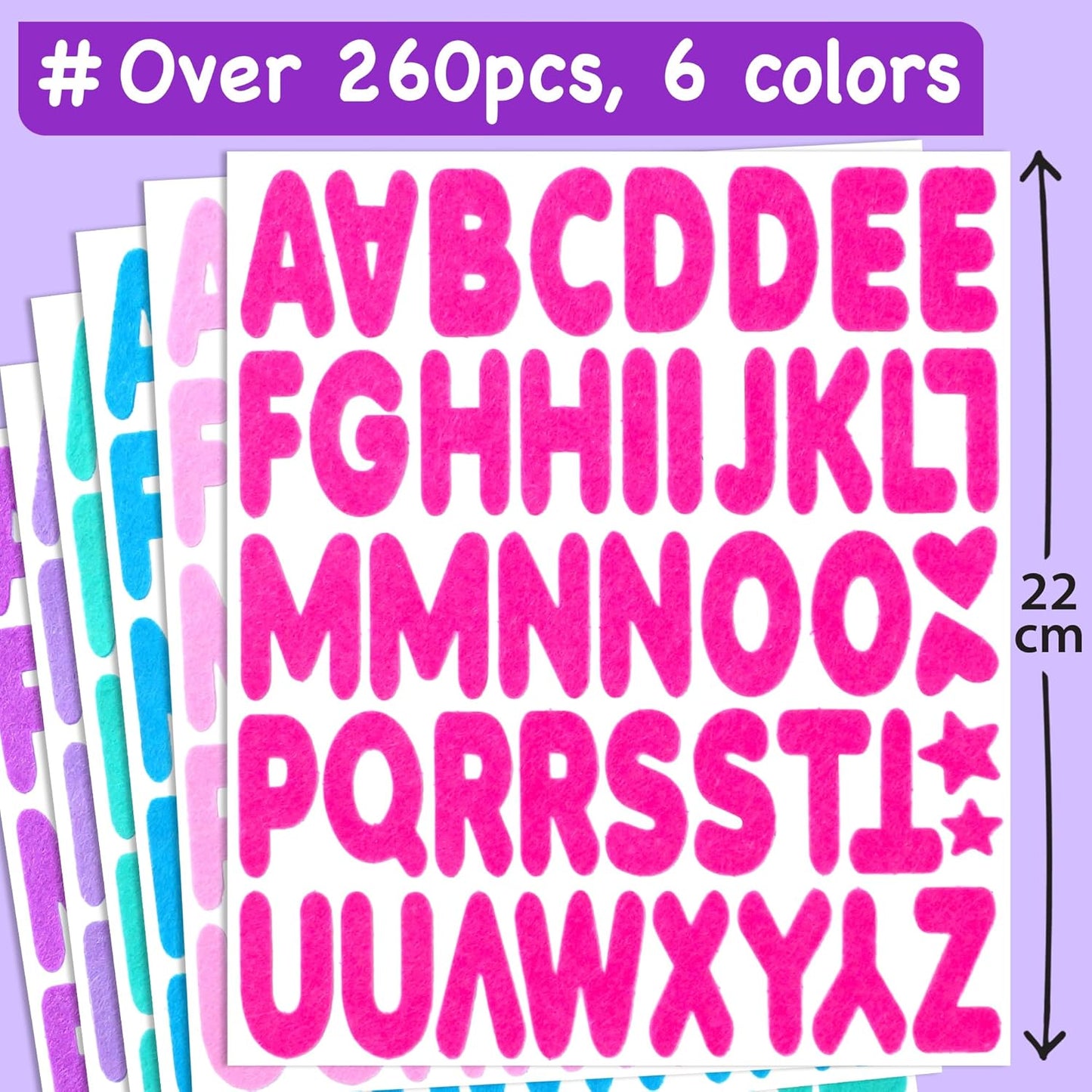 EZCRA Felt Alphabet Stickers, Large Self-Adhesive A-Z Puffy Letters for Kids Ages 3-5 – Classroom, Preschool, Homeschool DIY, Scrapbooking, 260+ Pieces