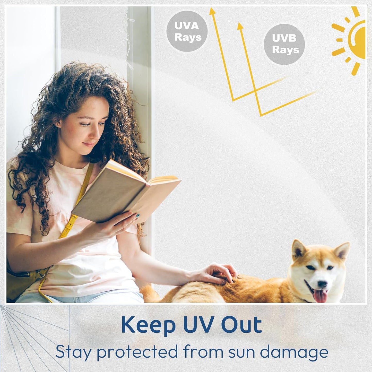 rabbitgoo Window Privacy Film, Non-Adhesive Frosted Glass Window Film for Bathroom, Static Cling Heat Blocking Stickers for Home Indoor Opaque Frosting Coverings House Tint, Matte White 29.5" x 157"