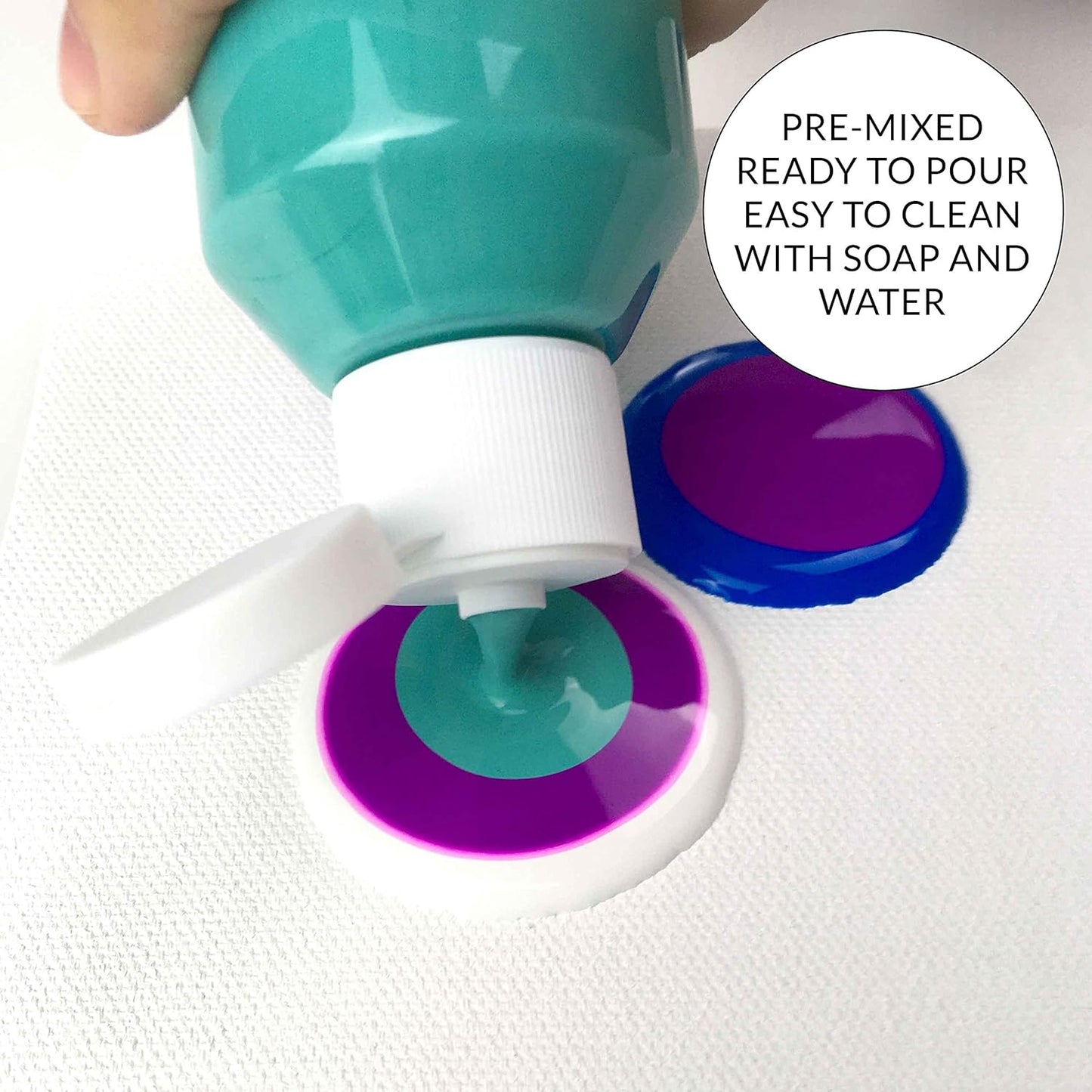 ARTISTIK Acrylic Pouring Paints - 8 x 100ml Paint Colour Set with 2 Mixing Cups - Paint Bottles for Art Supplies, Canvas, Glass, Paper, Wood, Stone, Tile