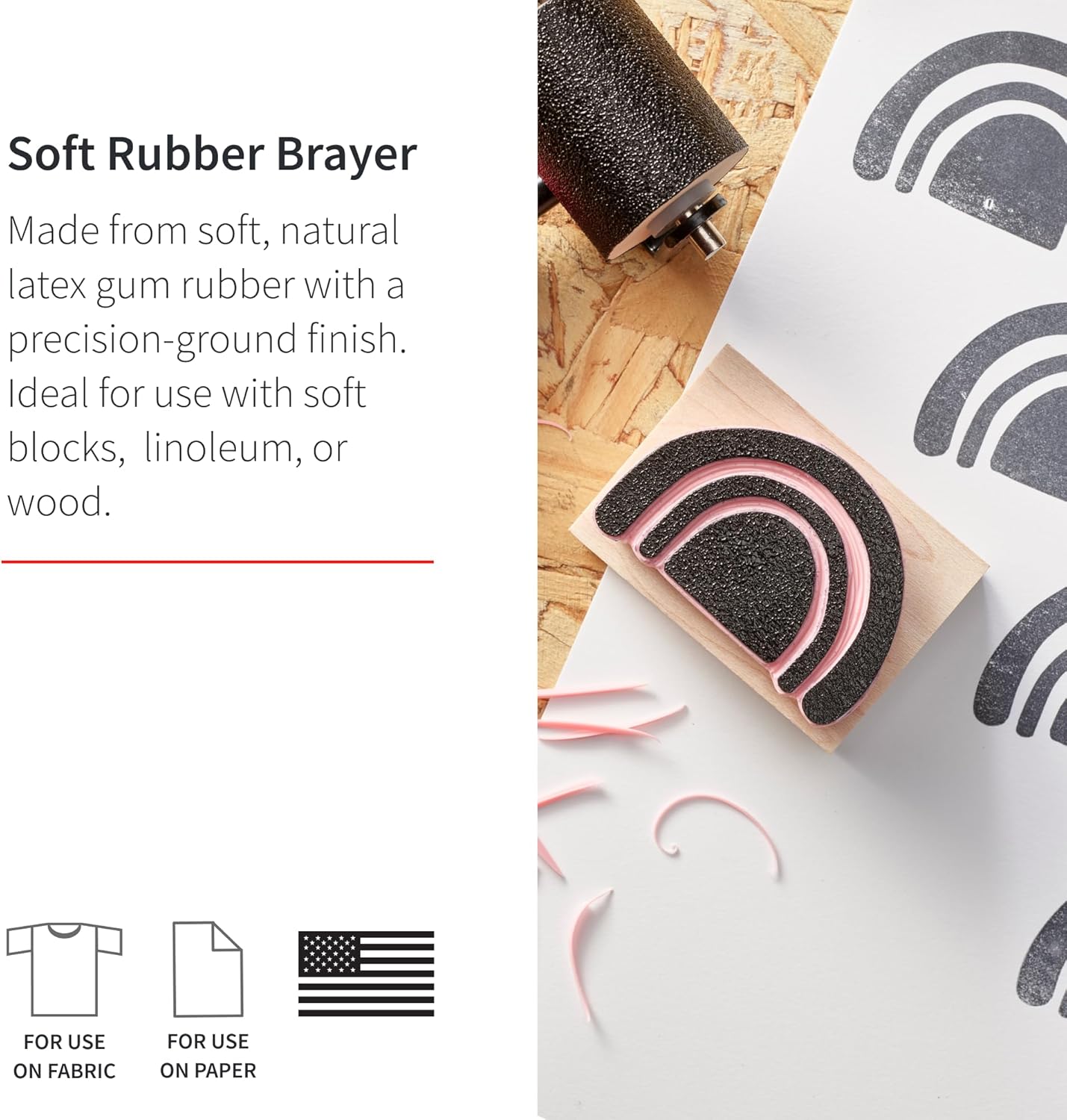 Speedball Deluxe Soft Rubber Brayer - 40/42 Durometer Roller with Heavy Duty Steel Frame – 6 Inches