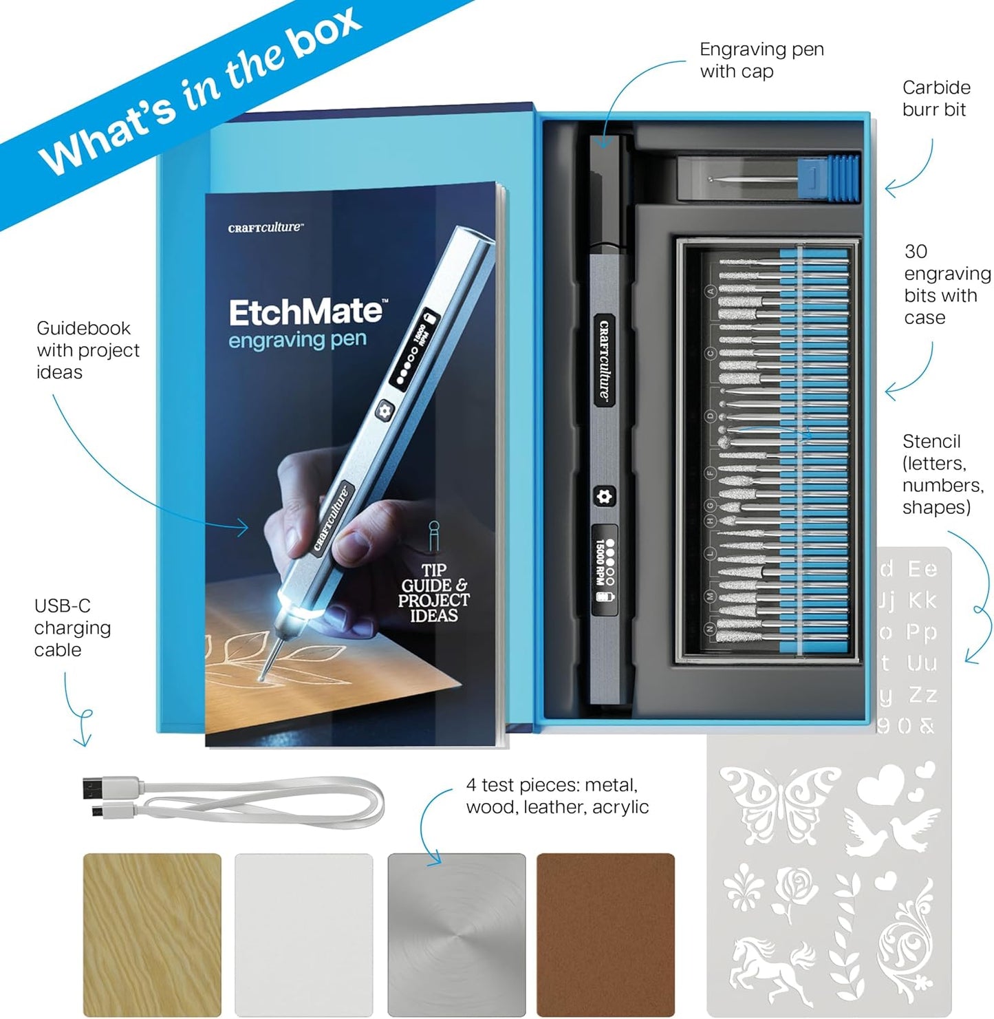 EtchMate Engraving Pen for Metal, Wood, Glass, Plastic & All Materials - Engraver Pen Tool - Teen Boy Gifts - Unique Gifts for Women, Teenage Girl - Cool Christmas Gift Ideas - Craft Kits for Adults