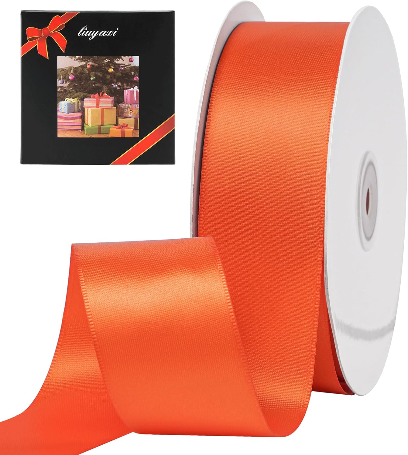 LIUYAXI Torrid Orange Stain Ribbon, 2" X Continuous 50 Yards, Double Faced Fabric Ribbon Use for Bows Bouquet,Christmas Gift Wrapping,Floral Arrangement