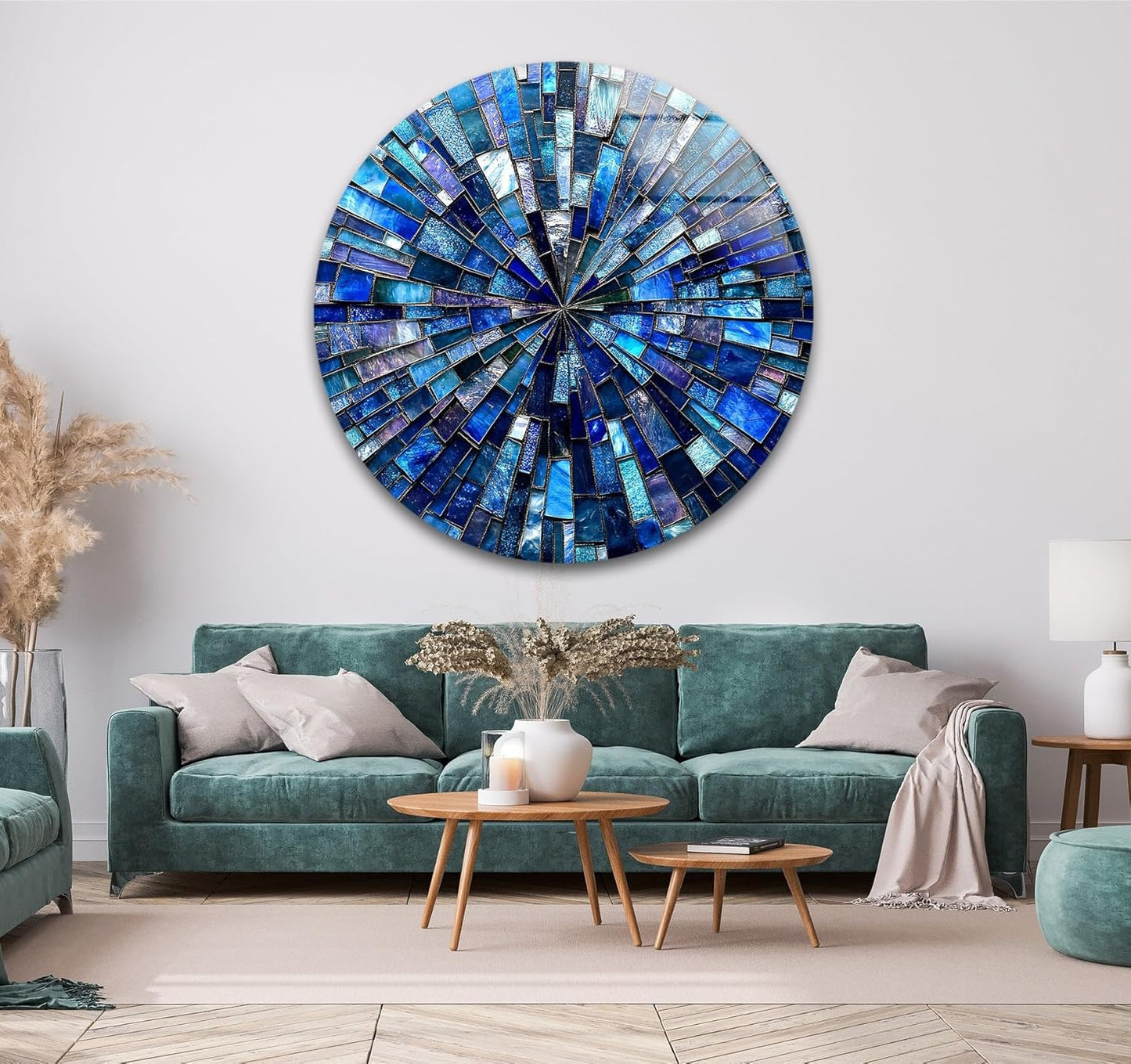 My Photostation.com 31.5''(80cm) Diameter Radiant Mosaic Burst Round Glass Wall Art Tempered Glass Printing Wall Decor Large Wall Art Wall Hangings