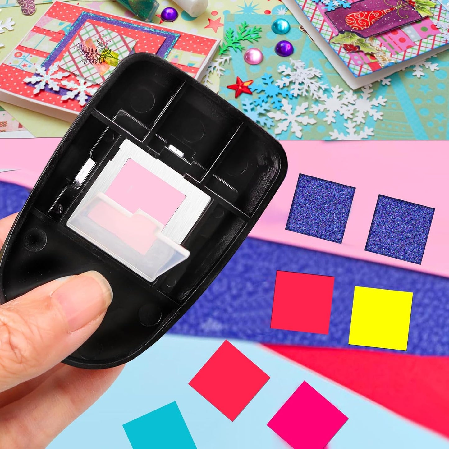 Square Punches for Paper Crafts 0.7 inch Square Hole Punch Squares Paper Punches for Crafting SquarePunch Cutter Squares Shape Hole Puncher for Scrapbooking Card Making DIY Project