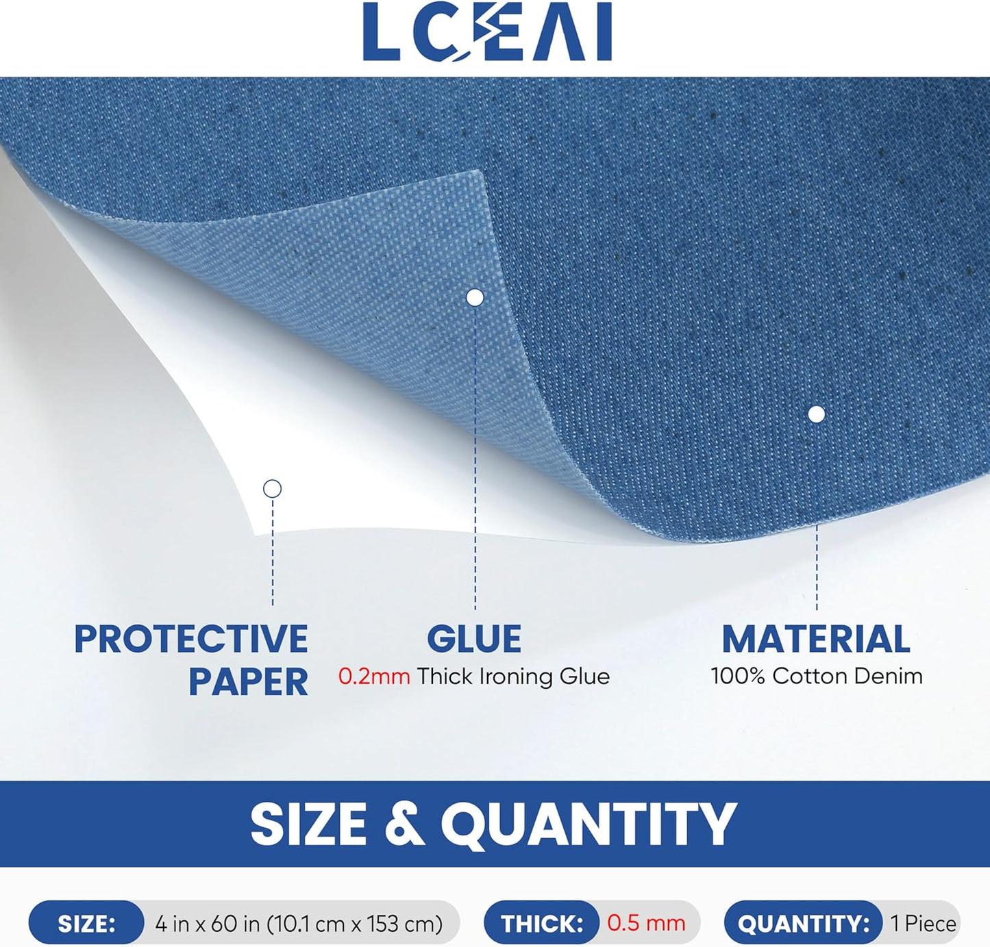 Denim Patches for Inside Jeans - Iron On Patches for Jeans - Jeans Patch for Repairing Pant Holes and Covering Imperfections, Large Size, 4 in. x 60 in.Denim Blue