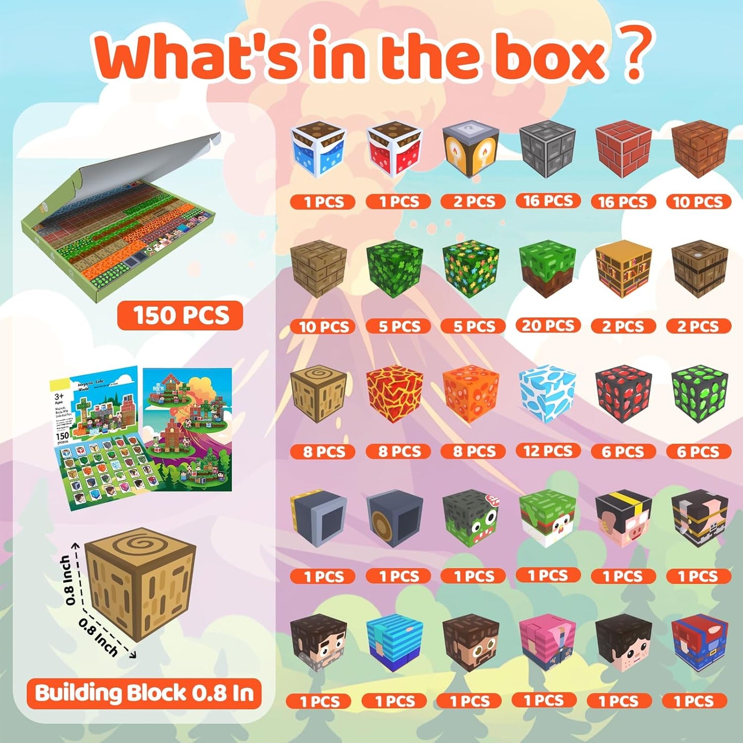 Magnetic Blocks, 150PCS Magnetic Building Blocks, Stacking Magnets for Kids, Sensory Toy for STEM Constructions Magnet Blocks for Boys Girls Age 3+, Christmas Birthday Gifts