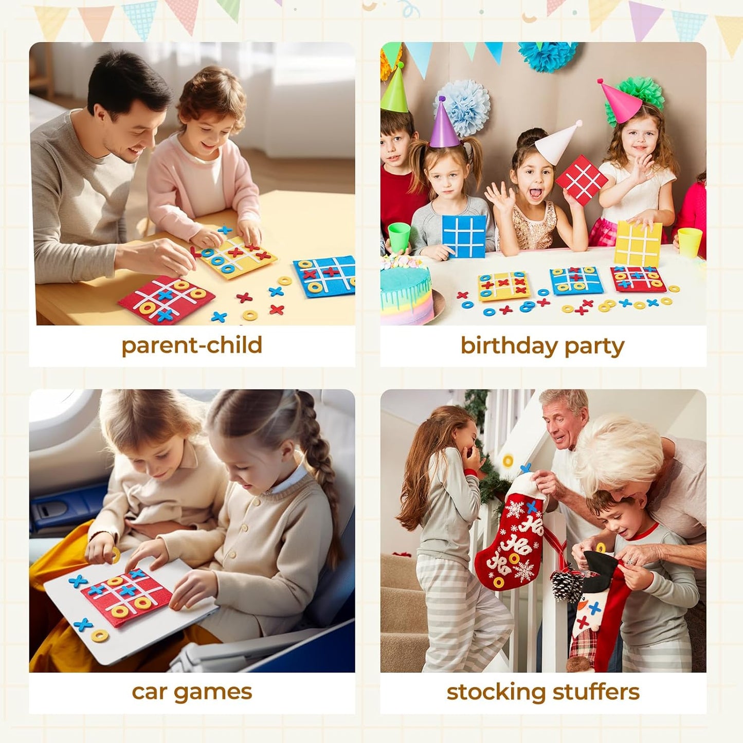 JoyCat Tic Tac Toe Mini Board Game Toy for Kids and Family,Birthday Party Favors,Goody Bag,Fun Indoor Game Night Activity,Gifts for Students,Easy to Store(Bulk Pack of 12)