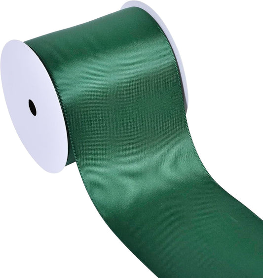 YAMA Forest Green Double Faced Satin Ribbon, 3 Inch 10 Yards, Great for Crafts Bows Flower Bouquet Wedding Home Decor Gift Wrapping