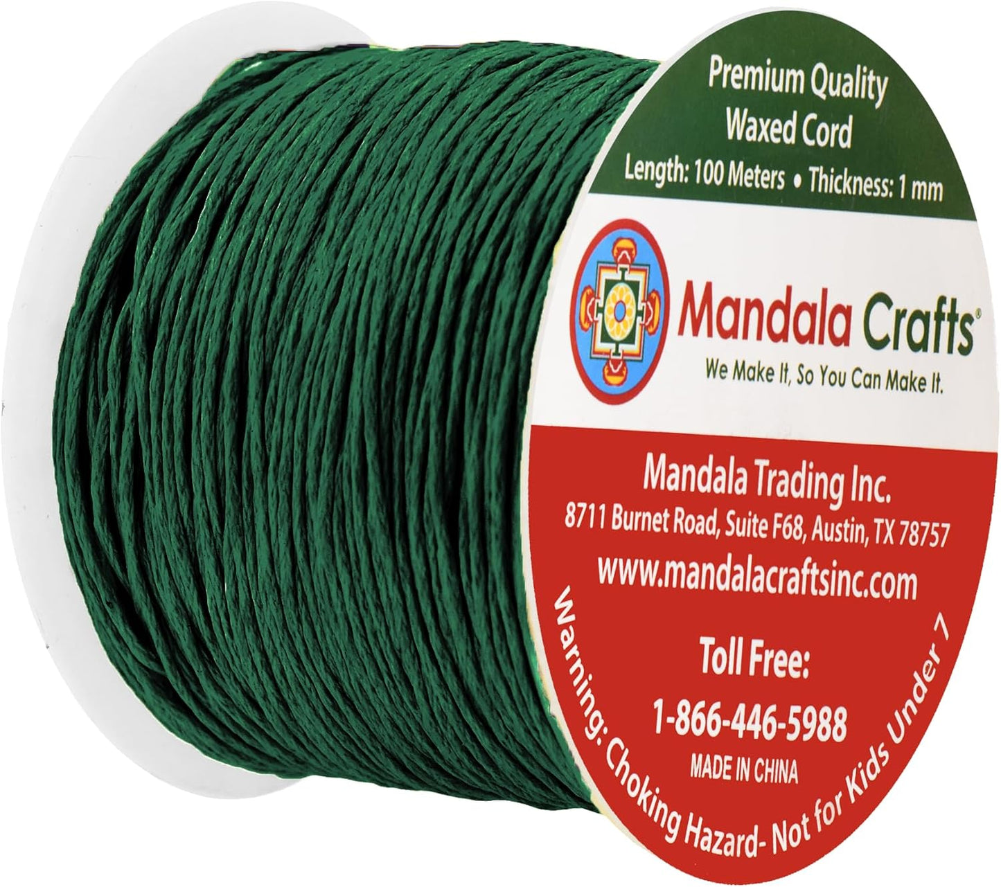 Mandala Crafts 1mm 109 Yards Evergreen Cotton Waxed Cord for Jewelry Making Bracelet Cord Waxed String - Beading String Thread Jewelry Cords for Necklaces String