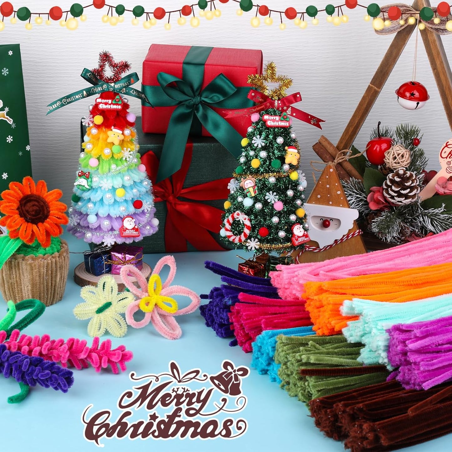 200PCS Pipe Cleaners, Brown Pipe Cleaners Chenille Stem, Fuzzy Sticks Pipe Cleaners Craft Supplies for DIY Arts Crafts Project