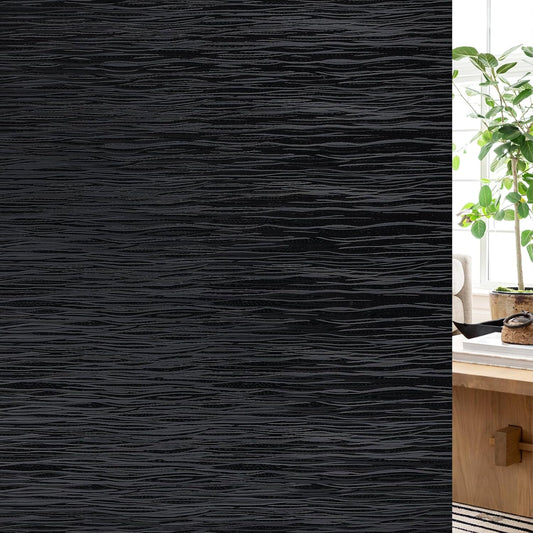 Haton Blackout Window Film, Black Out Sun Blocking Window Cover, Static Cling Frosted Privacy for Glass, Heat Control Darkening Room Coverings Shades Tint for Home Day Sleep, 35.4" x 157.4"