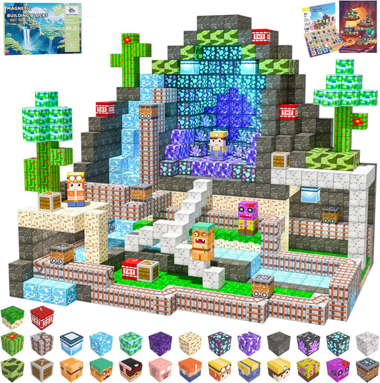 Magnetic Blocks, 150PCS Magnetic Building Blocks, Stacking Magnets for Kids, Sensory Toy for STEM Constructions Magnet Blocks for Boys Girls Age 3+, Christmas Birthday Gifts