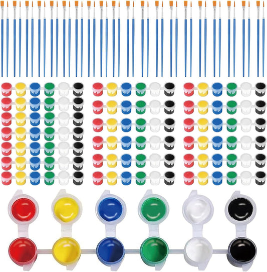 20 Pack 6 Colors Mini Acrylic Paint and Brushes Set for Kids Party Favor, Individual Paints Strips Sets with Brush for Kid, Student Painting Kit for Canvas