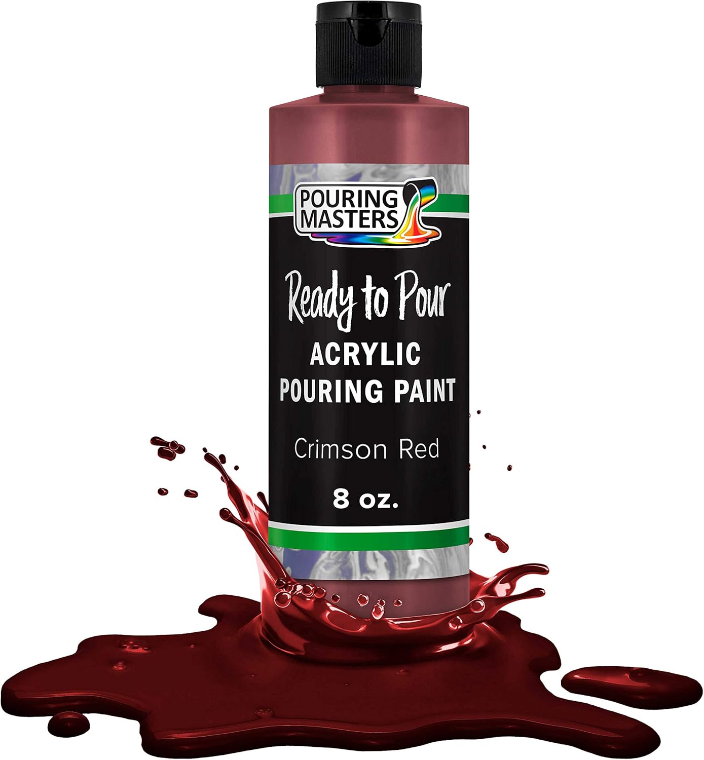 POURING MASTERS Crimson Red Acrylic Ready to Pour Pouring Paint - Premium 8-Ounce Pre-Mixed Water-Based - for Canvas, Wood, Paper, Crafts, Tile, Rocks and More