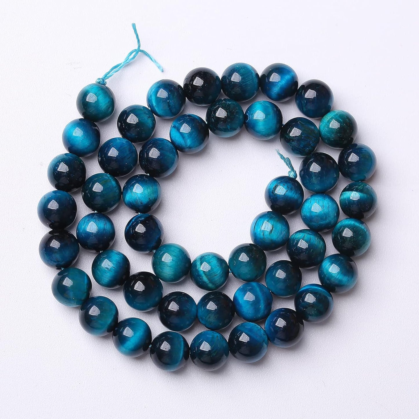 120PCS 6mm Blue Tiger Eye Gemstone Loose Beads Natural Round Loose Stone Beads for Jewelry Making DIY Bracelet Necklace Earrings 2 Strand 32"