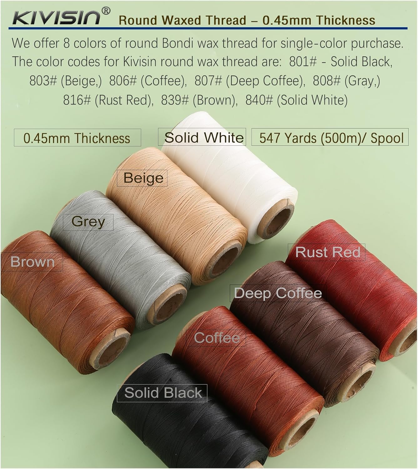 Thin Wax Polyester Thread, 0.45mm, 547 Yards, 3 Ply Round Waxed Cord Strings for Sewing, Beading, Binding, Micro Braiding, Fine Leather Craft and Micro Macrame Jewelry - Deep Coffee