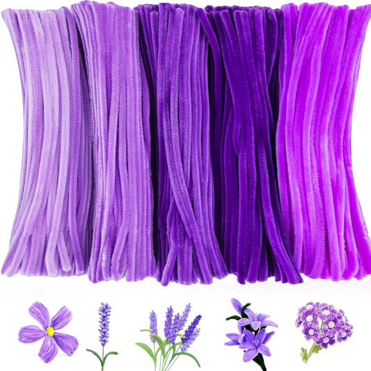 500PCS Pipe Cleaners Craft - Purple Pipe Cleaners Craft Bulk Supplies, Chenille Stems for Kids and Adults DIY Arts Crafts Project
