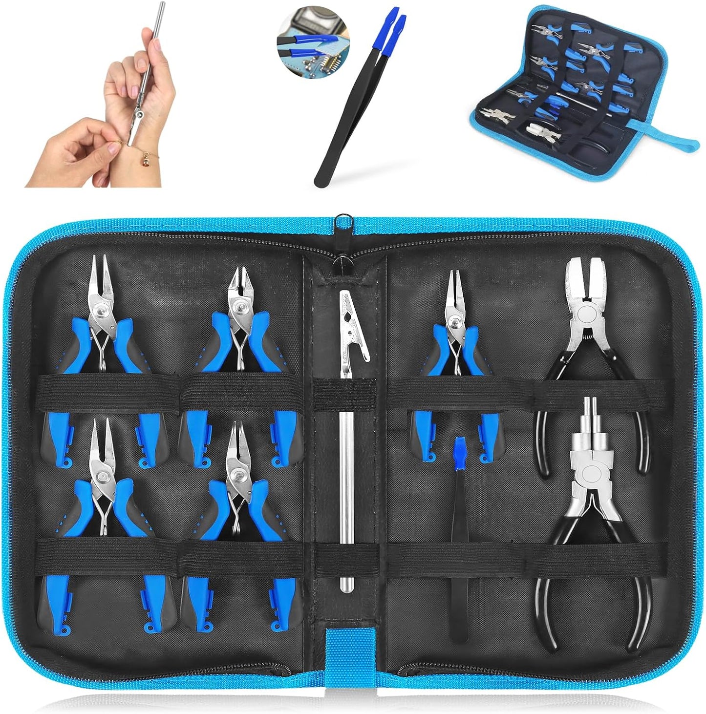 Toolour Jewelry Pliers Set Jeweler Making Tools Kit,Mini Craft Pliers Tool for Adults Beginner,Jewelry Making Supplies DIY Beading Hobby Crafting Wrapping Crimping Cutting Repair