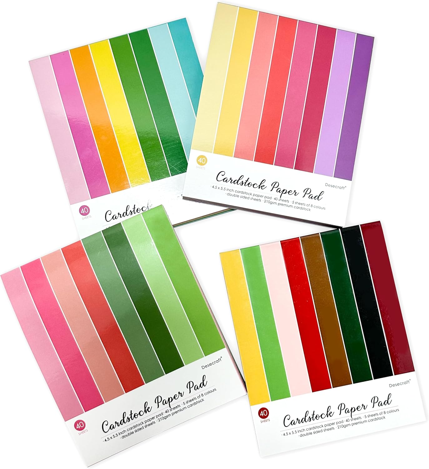 160 sheets Essential Variety Pack Cardstock Paper Pad 4 Pack 32 colors Scrapbook Decorative Paper for Card Making Journaling Origami Scrapbook Paper Scrapbooking Supplies