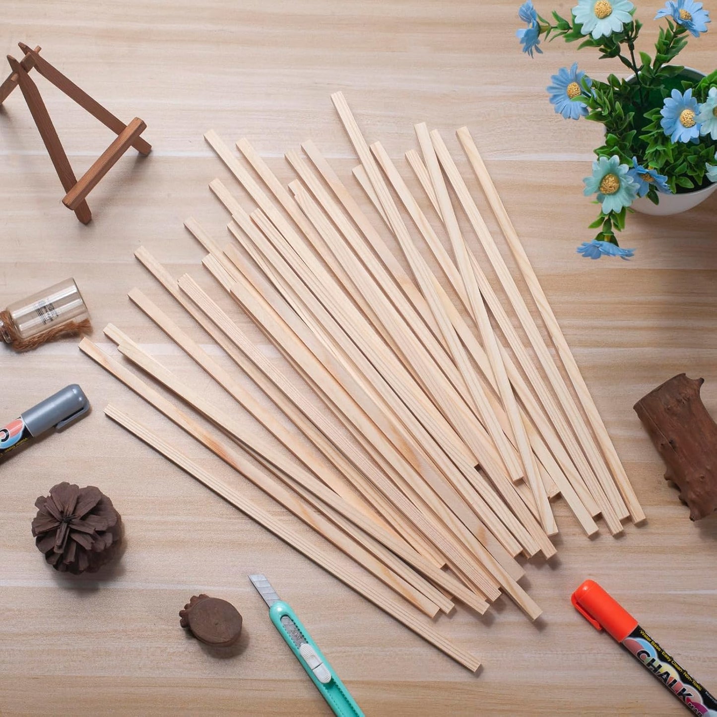 Square Wooden Dowels Wood Dowel Rods 5/16" x 12", 30 PCS Square Wooden Sticks for Crafts, Unfinished Hardwood Sticks Wood Strips Slats for Crafting, Woodworking, Model Making, Home Decor