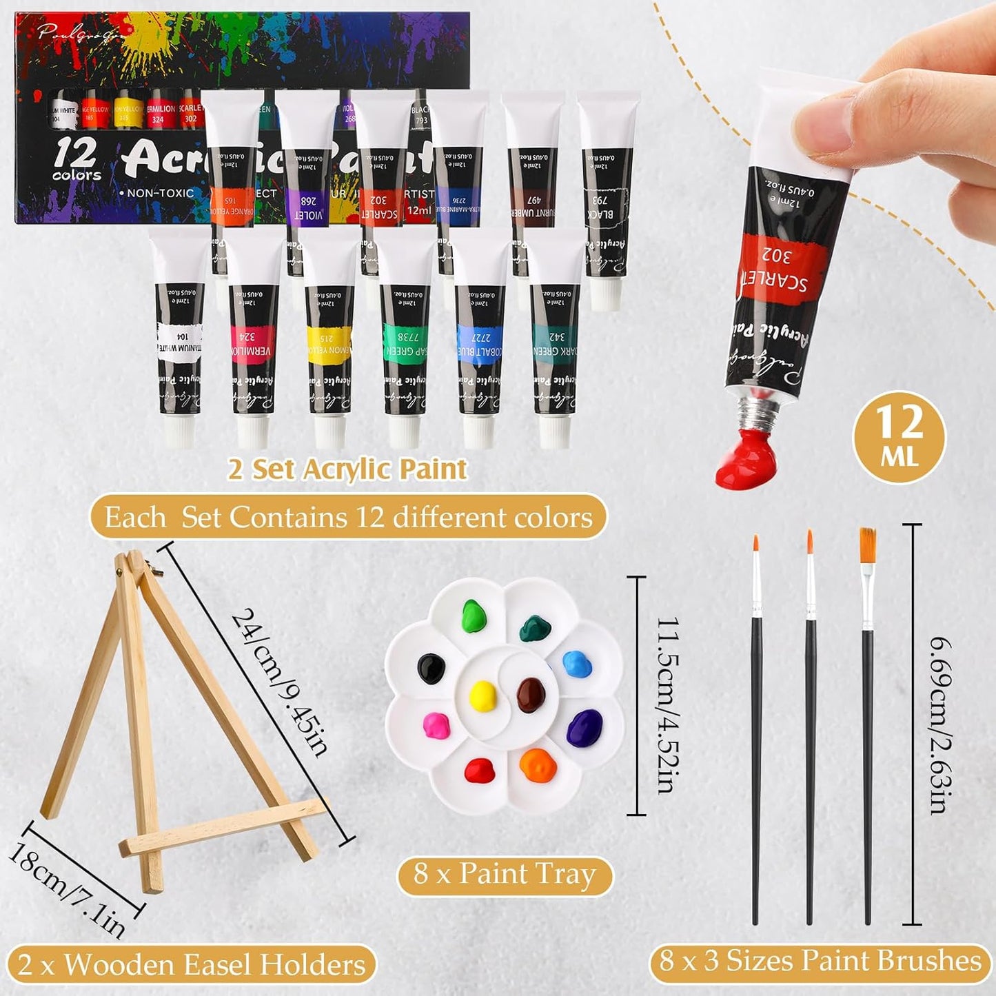 Cholemy 36 Pcs Paint and Sip Kit for Adults 8''x10'' Pre Drawn Canvas for Painting DIY Afro Acrylic Painting Kit Wood Easel Brushes Date Night Bulk for Christmas Party Gifts(Flower Lady)
