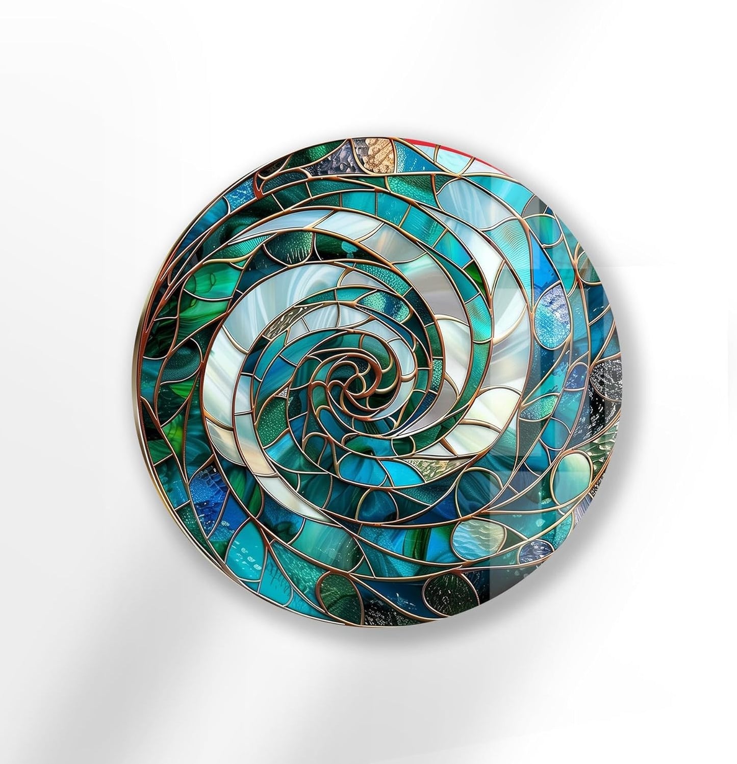 My Photostation.com 27.5''(70cm) Diameter Aqua Spiral Harmony Round Glass Wall Art Tempered Glass Printing Wall Decor Large Wall Art Wall Hangings