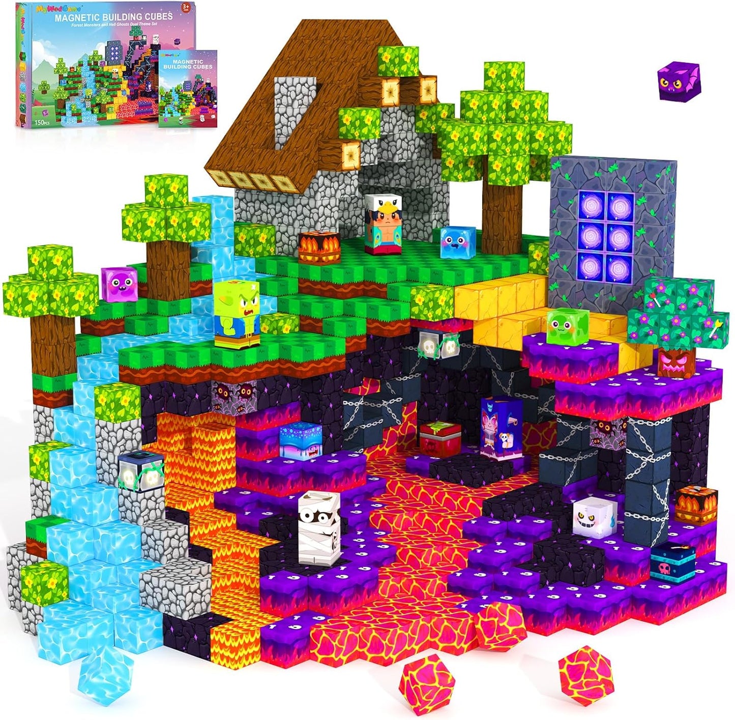 Magnetic Blocks Games Building Toys for 3-16 Year Old Boys Girls, Toddler Kids Magnetic Cubes Tiles Sensory Montessori Education Learning Travel Toys Ages 3+ Halloween Birthday Party Favors Gifts