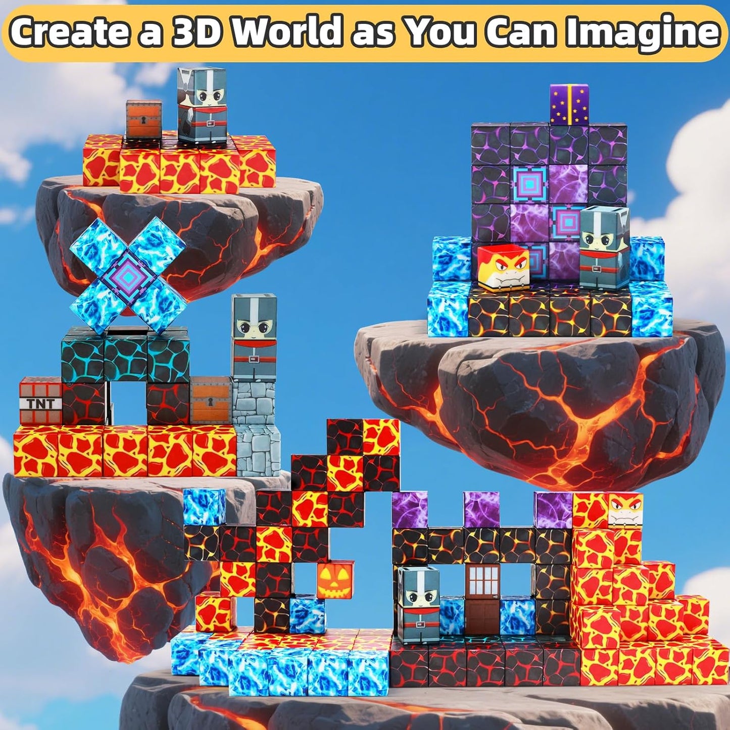 Magnetic Blocks,100PCS Magnetic Building Blocks,Magnet Blocks Build 3D World Stacking Toys,STEM Sensory Educational Toys Gifts Set for Kids Toddlers Boys 3 4 5 6 7 8 9+ Year Old