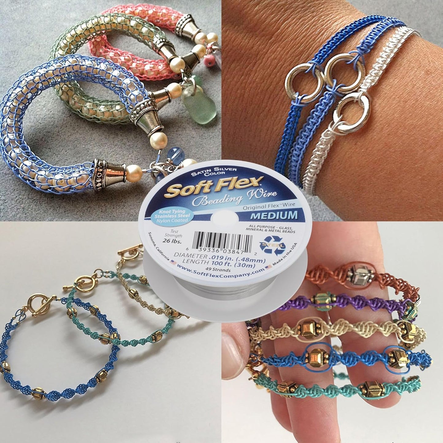 Soft Flex 49 Strand Beading Wire - Medium 0.19 Diameter - 100 Feet Nylon Design Wire