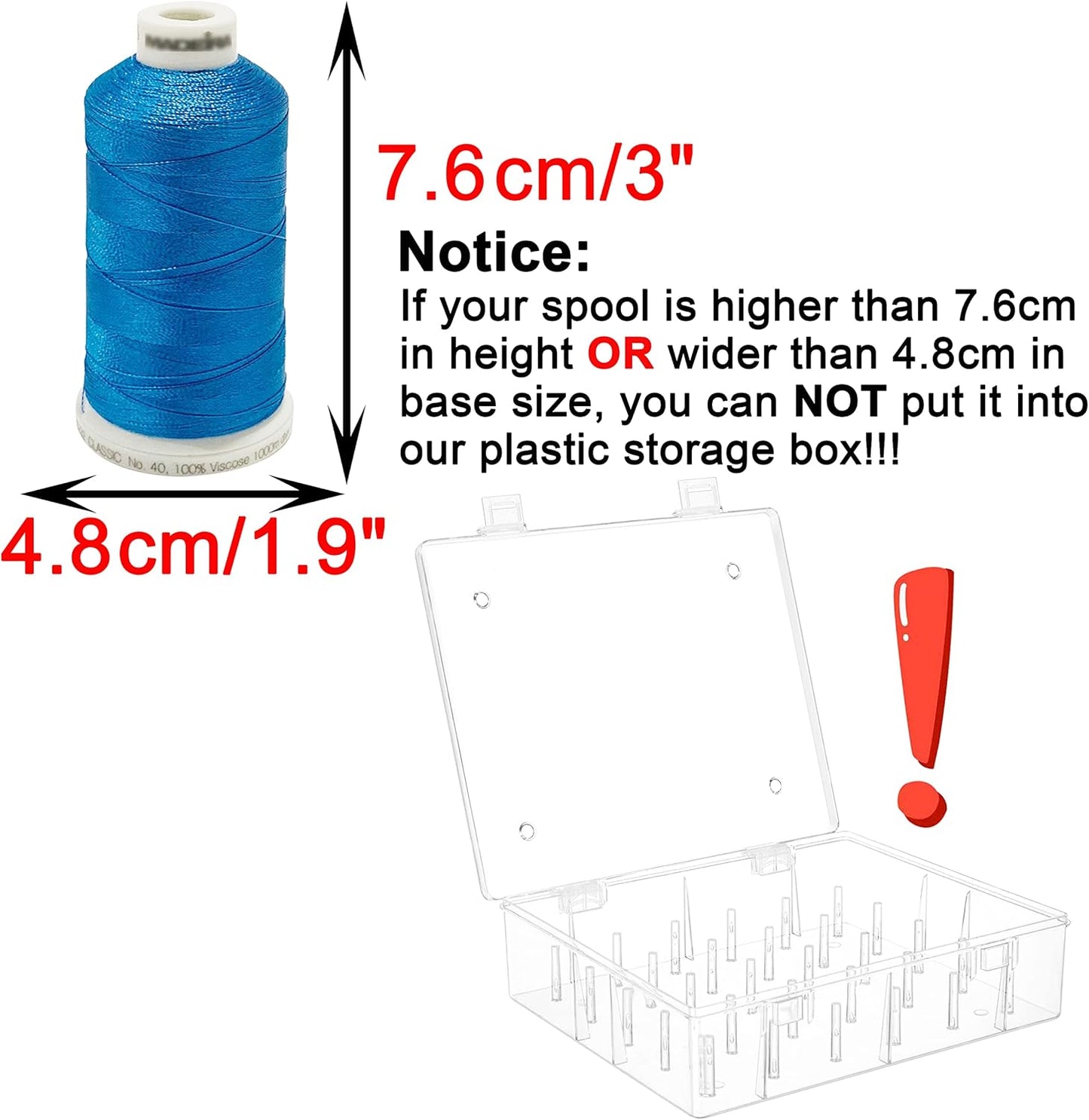 New brothread Pack of 2 Tall and Clear Storage Box/Organizer for 2x30 Home Embroidery&Cotton Thread Spools Compatible with Tall Thread Spools from Isacord/Floriani/Madeira/Glide/RA/Connecting Thread
