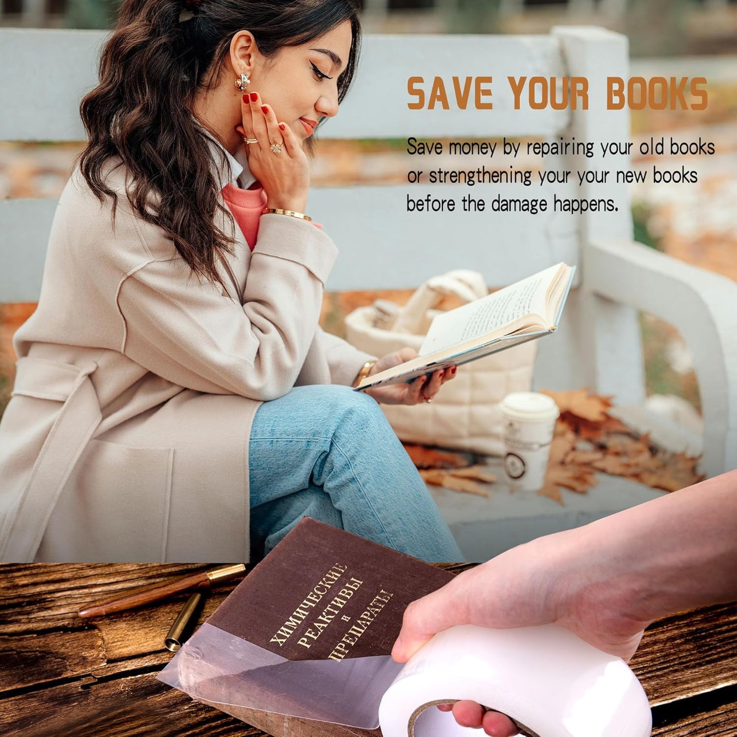 Clear Book Repair Tape - Self Adhesive Stretchable Tape, Essential Repair Tape for Reinforcing, Protecting, and Mending Books - 3 Inch Wide x 108 FT Long