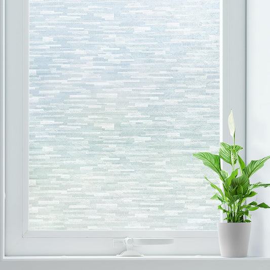 rabbitgoo Window Privacy Film, Frosted Glass Window Film Static Cling Covering, Non Adhesive Privacy Clings Vinyl, Removable Frosting Sticker for Home Decoration, White, 35.4 x 78.7 Inches