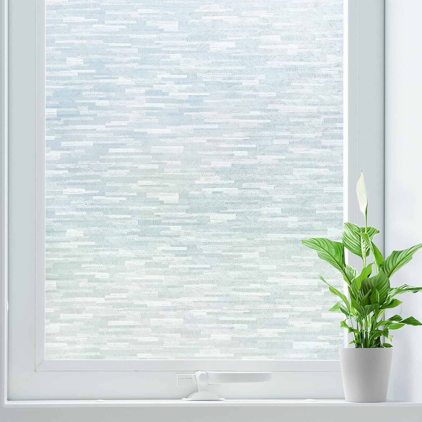 rabbitgoo Window Privacy Film, Frosted Glass Window Film Static Cling Covering, Non Adhesive Privacy Clings Vinyl, Removable Frosting Sticker for Home Decoration, White, 17.5 x 78.7 Inches