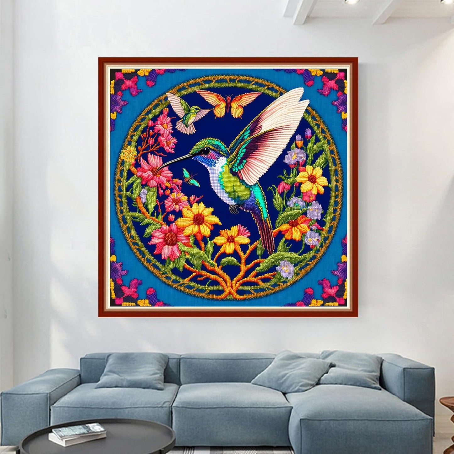 Dimensean Stamped Cross Stitch Kits Full Range of Embroidery Patterns Starter Kits for Beginners Adult or Kids DIY Cross Stitches Needlepoint Kits 11CT-Hummingbirds Gather Honey 17.7x17.7 inch