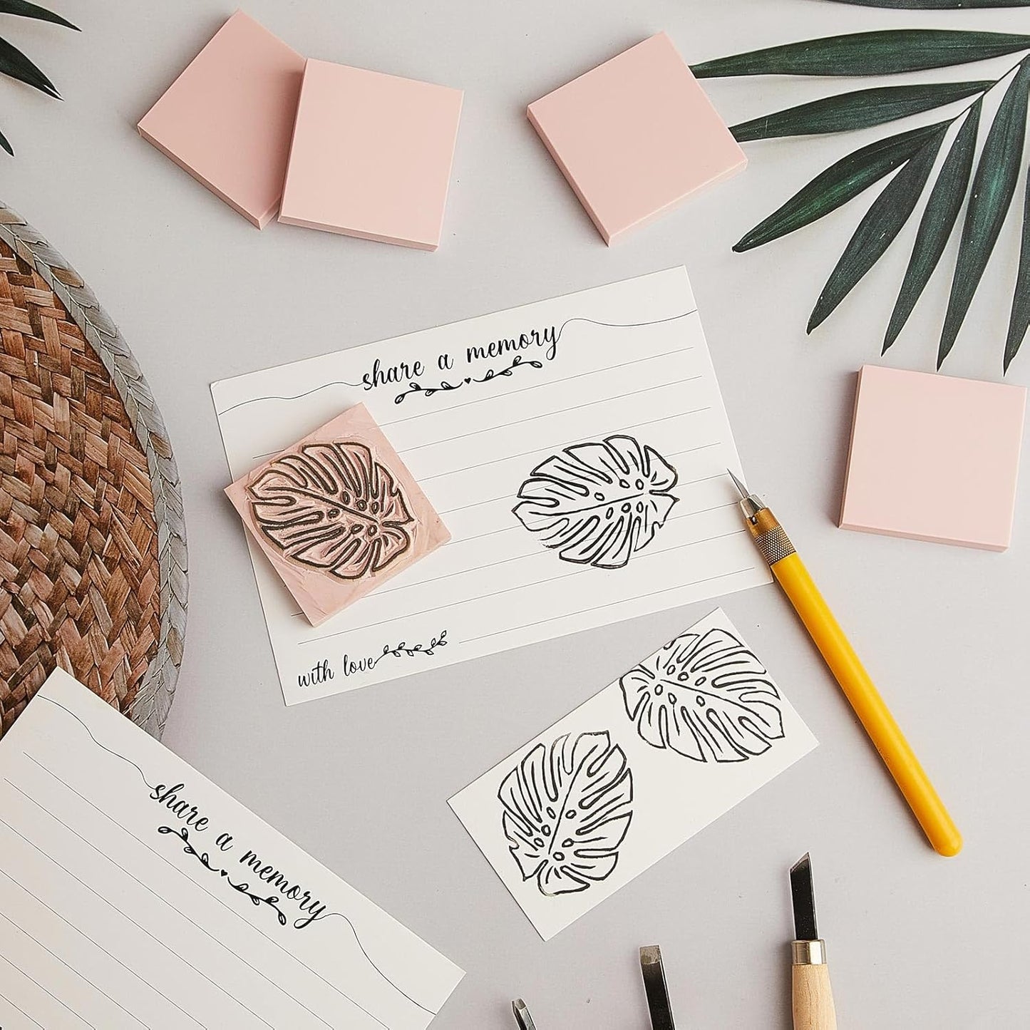 Frienda 24 Pcs 2" X 2" Rubber Carving Blocks Linoleum Blocks for Printmaking, Stamp Making, DIY Crafting, Scrapbook, Painting, Soft and Easy to Carve (Pink)