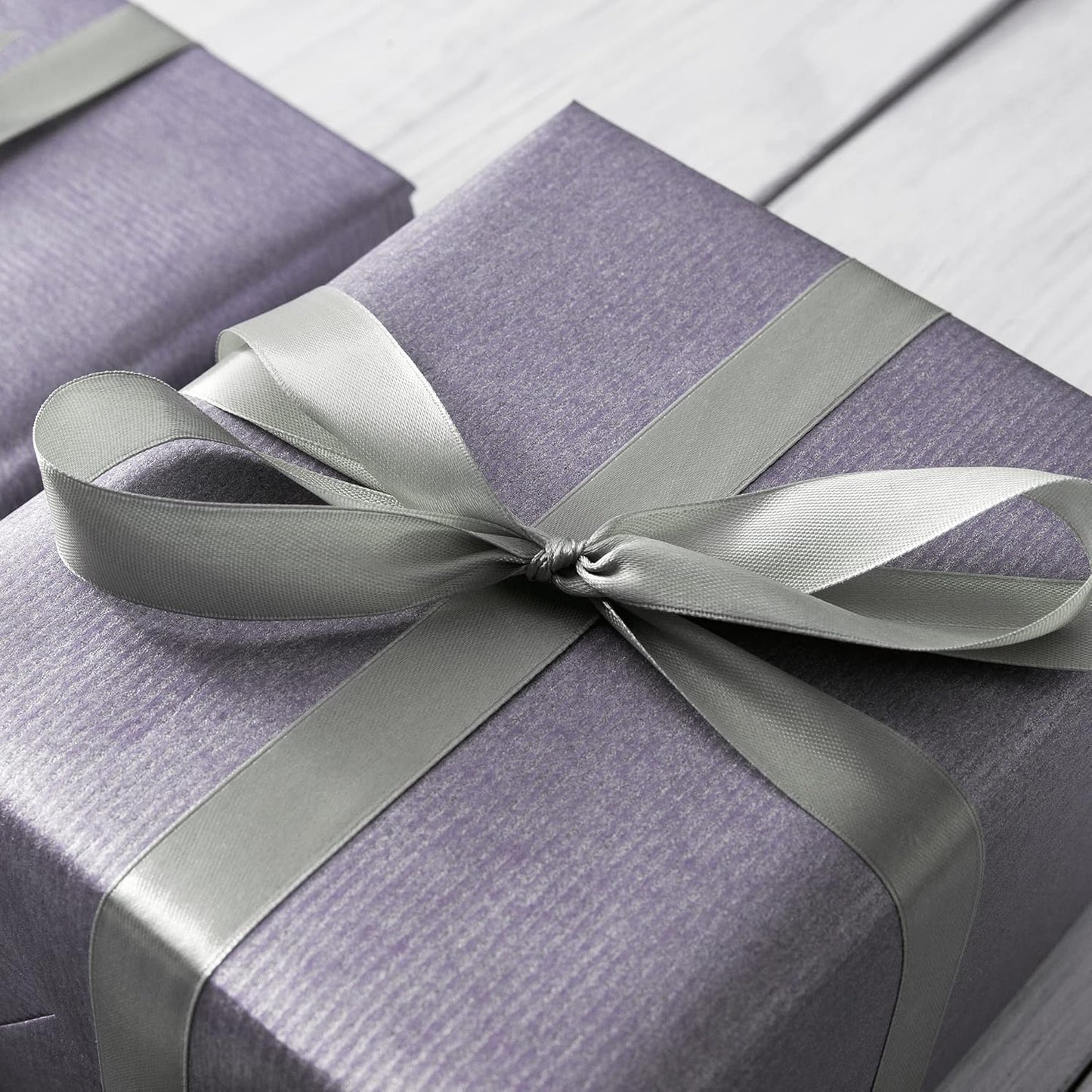 LIUYAXI Silver Stain Ribbon, 2" X Continuous 50 Yards, Double Faced Fabric Ribbon Use for Bows Bouquet,Christmas Gift Wrapping,Floral Arrangement