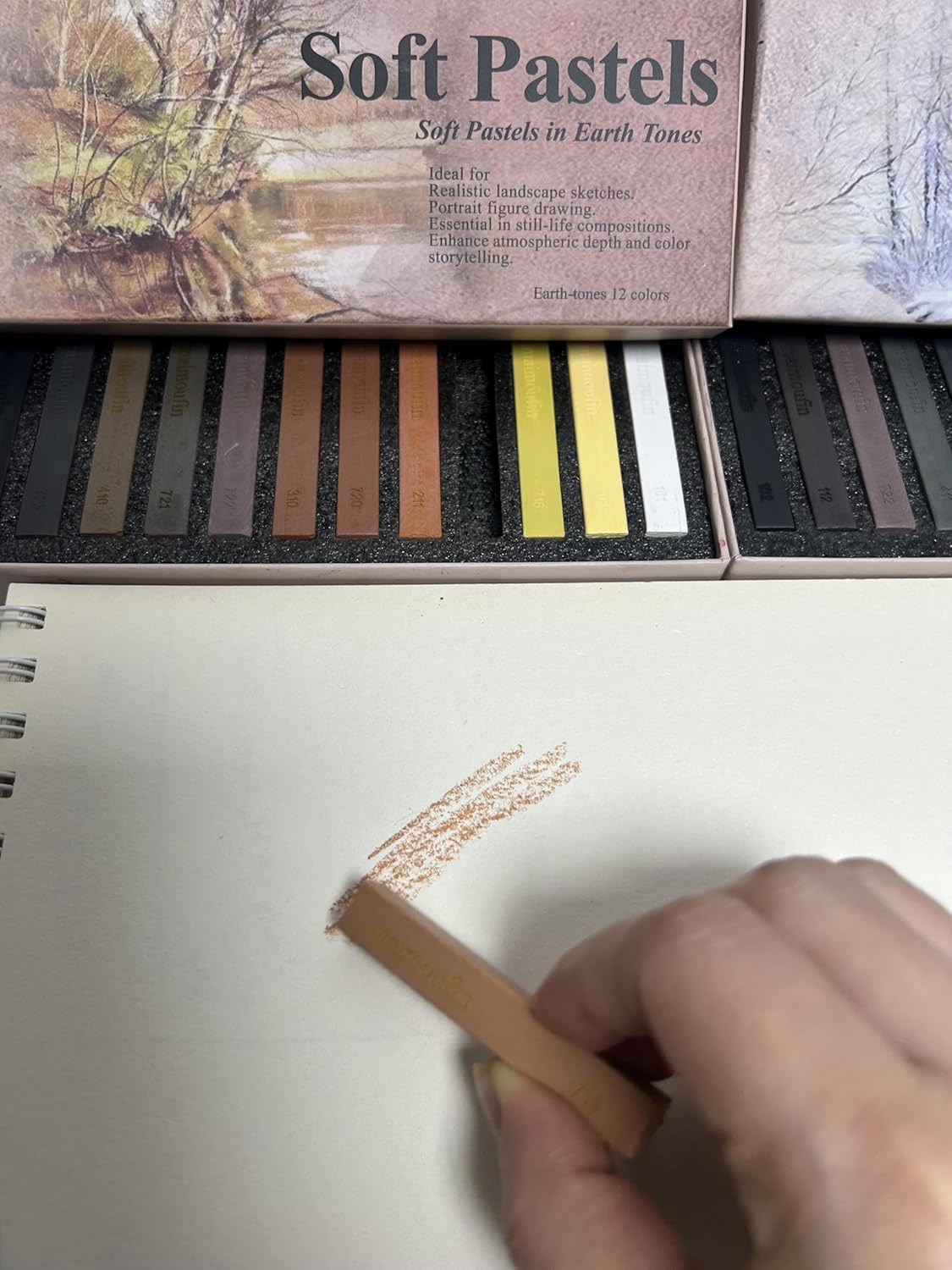 12-Pack Earth Tone Square Soft Pastels Water-Soluble Blendable Artist Drawing Pastels Set for Artists & Hobbyists Drawing, Painting & Sketching (Brown)