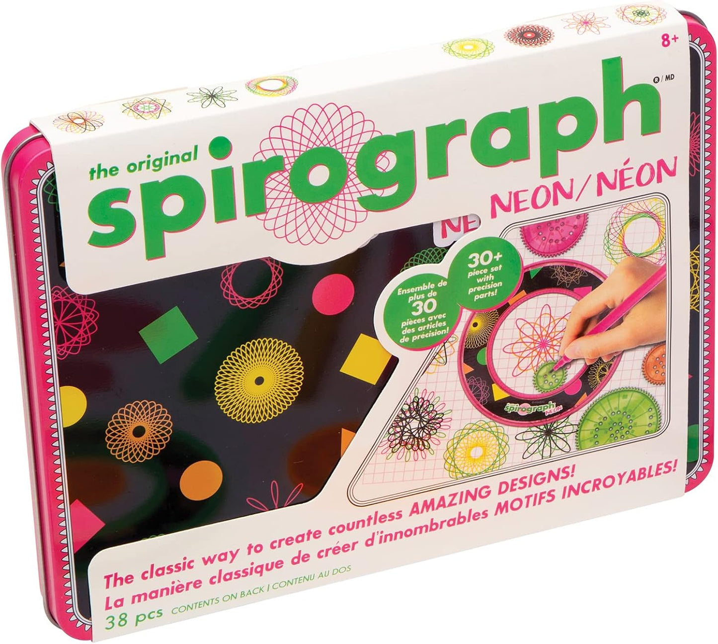 Spirograph Neon Collectors Tin – Arts and Crafts, Kids Toys, Art Supplies, Craft Supplies, Drawing Kit, Spiral Art, Classic Gear Design Kit, Pens, Design Sheet Included, Ages 8+