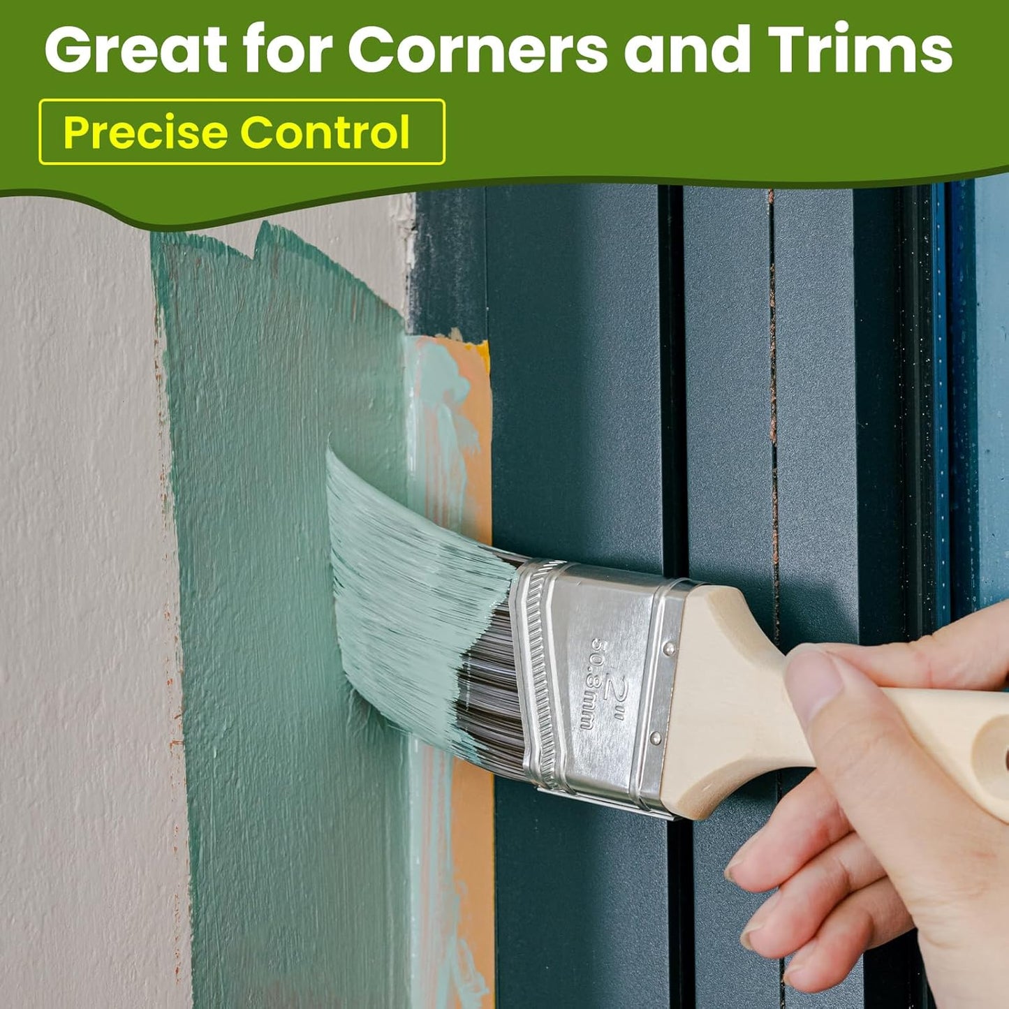 Paint Brushes, 2 Inch, 2 Pack, Angled Brushes with Short Handle, Shortcut Paintbrush for Paints and Stains, Small Paint Brushes for Walls, Furniture, Cabinets and Home Improvement