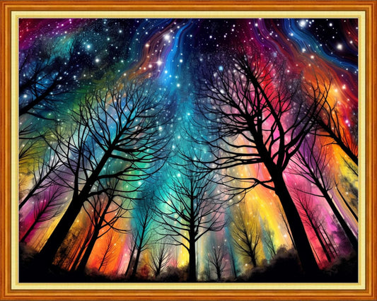 DMCVIVR Stamped Cross Stitch Kits for Adults Beginners Embroidery Kits 11CT Needlepoint Kits Cross Stitch Patterns Embroidery Patterns&Aurora Tree 16x20 inch